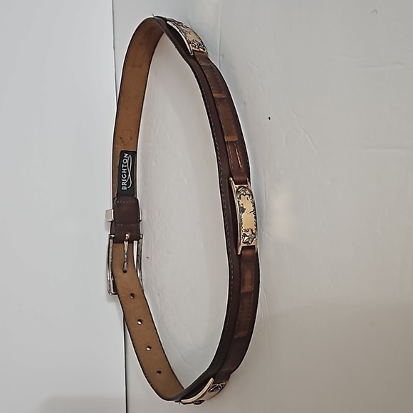Brighton  Vintage Leather Belt sz S Brown  with Silvertone  hardwear Pre-owned - Picture 3 of 11